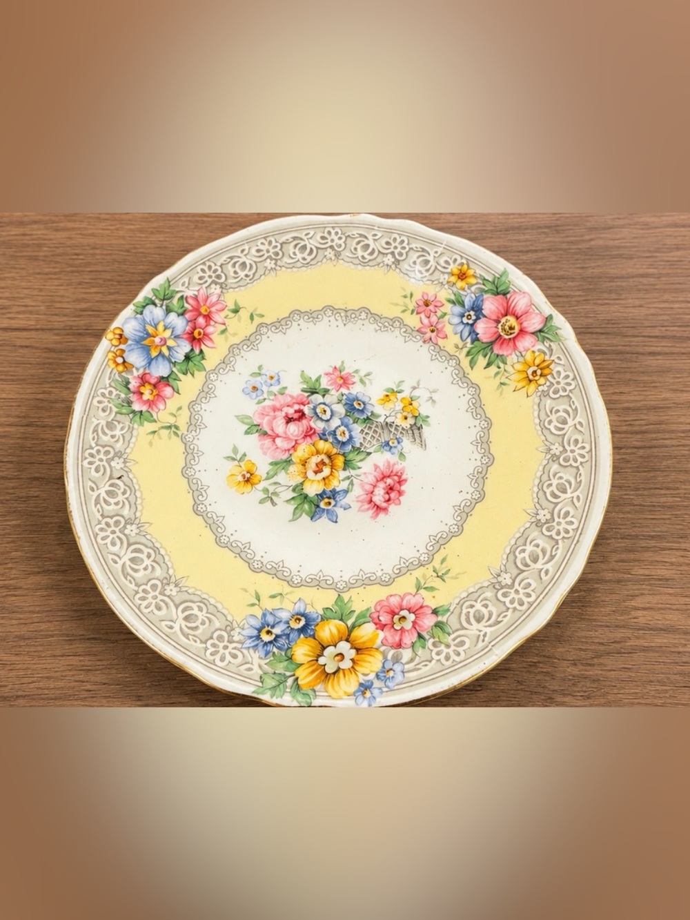 Vintage Staffordshire Summer Glory Bone China Dessert Plate